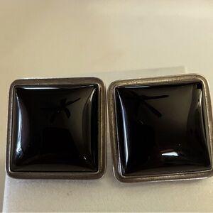 Pretty square onyx in sterling silver bezel setting.